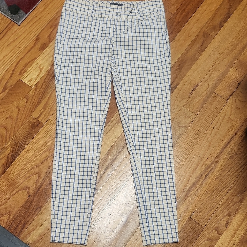 The Limited Blue and Cream Plaid Pants, 0R, EUC